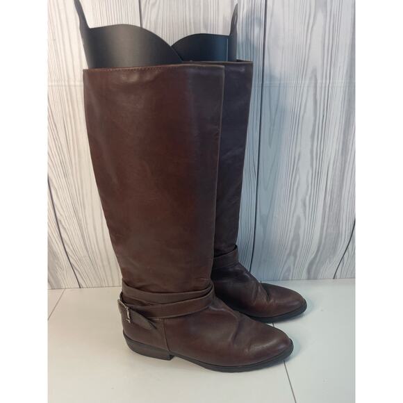 VTG Santana Canada Burgundy Brown Leather Riding Boots Winter Women's Size 8.5 - Picture 1 of 12